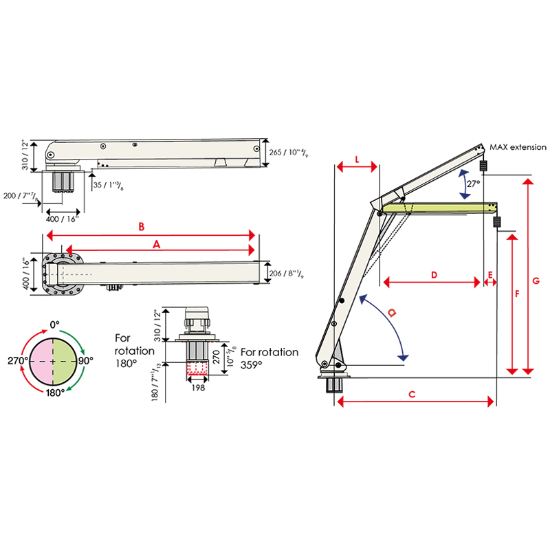 ELBOW CRANES WITH FIXED ARM 3047